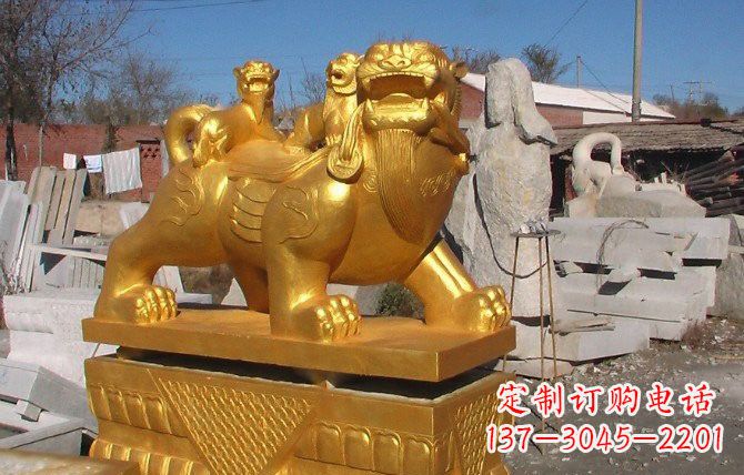 甘肃铜雕母子貔貅