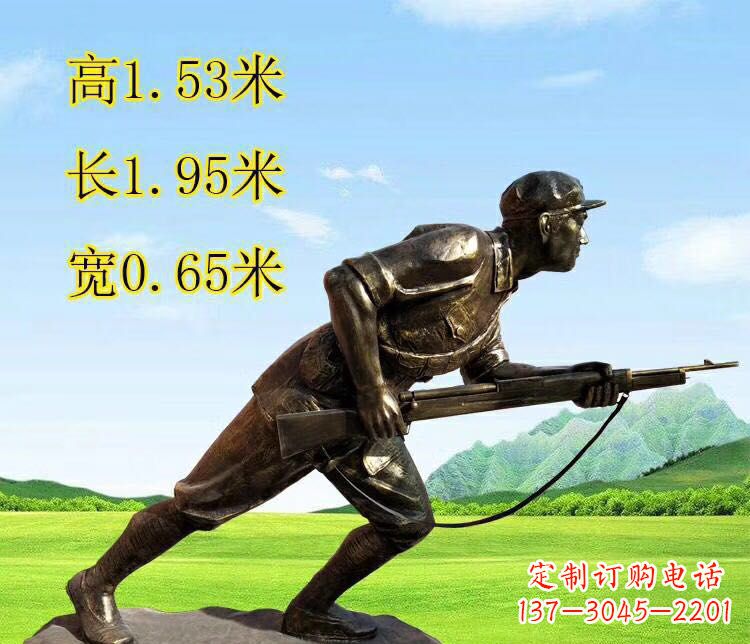 甘肃铜雕拿枪战士雕塑