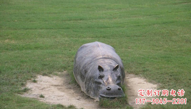 甘肃铜雕趴着的河马