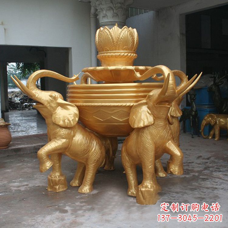 甘肃铜雕喷水大象雕塑