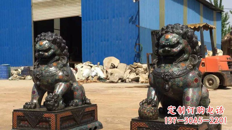 甘肃铜雕企业招财狮子雕塑摆件