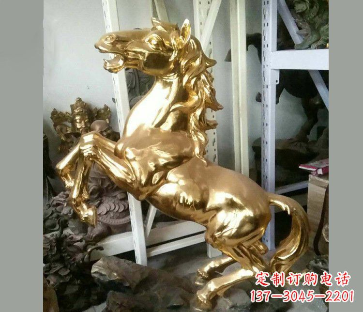 甘肃铜雕商场招财动物马雕塑 (2)