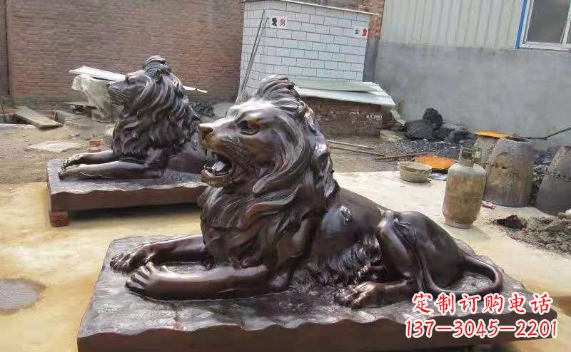 甘肃铜雕狮子户外摆件镇宅动物雕塑