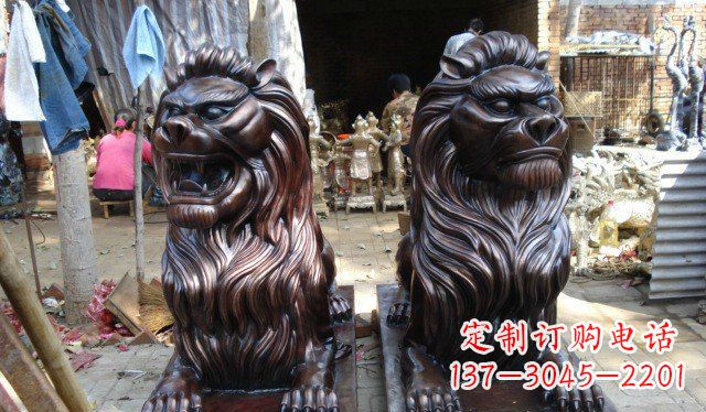 甘肃铜雕狮子公司门口雕塑 (2)