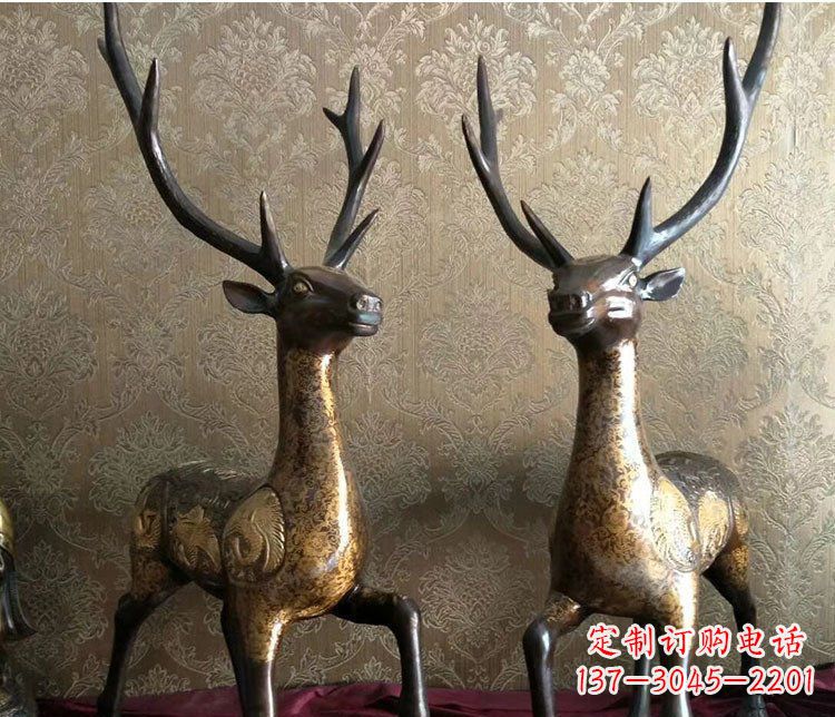 甘肃铜雕室内装饰动物鹿雕塑