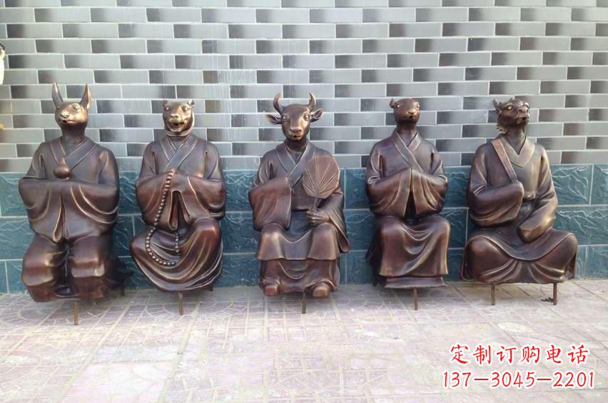 甘肃铜雕兽首人身十二生肖雕塑