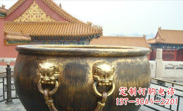 甘肃铜雕水缸寺庙景观雕塑 (2)