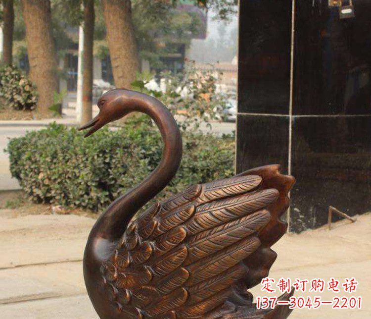 甘肃铜雕水景天鹅动物雕塑