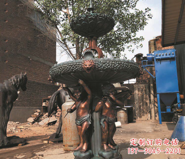 甘肃铜雕西方人物喷泉景观雕塑