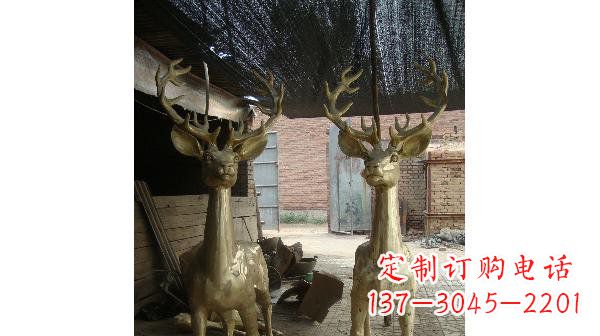 甘肃铜雕小鹿公园动物雕塑 (2)