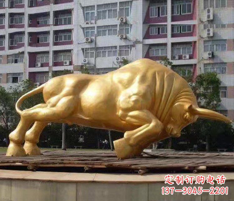 甘肃铜雕小区动物牛摆件 (3)