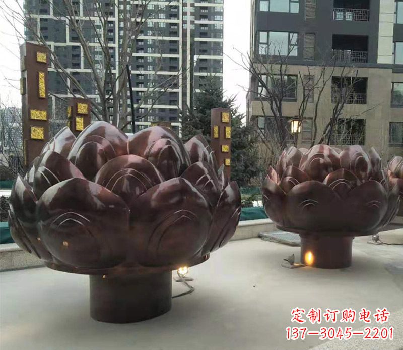 甘肃铜雕小区景观荷花