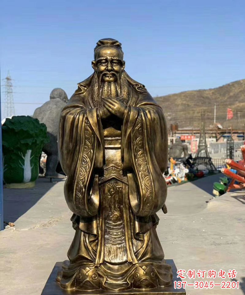 甘肃铜雕学校孔子人物雕塑