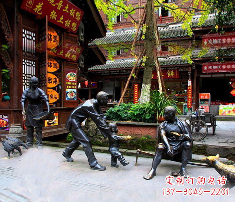 甘肃铜雕学走路儿童街道人物雕塑