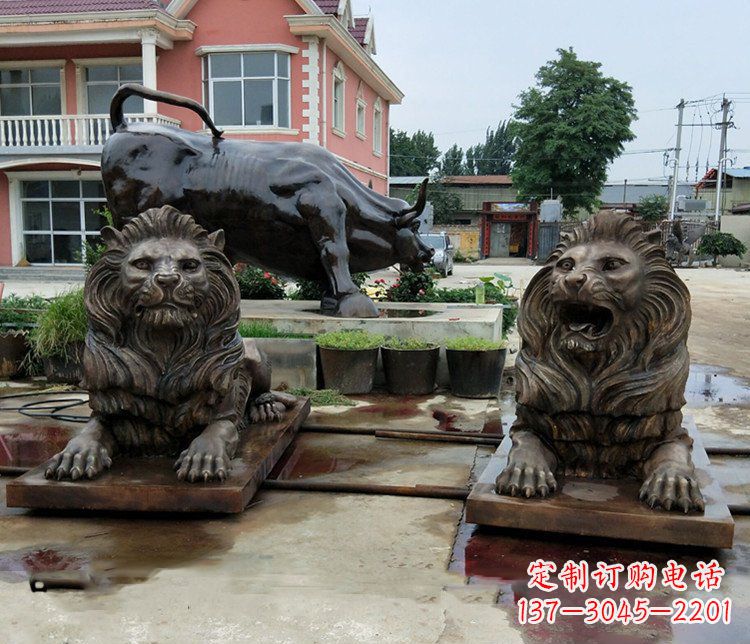 甘肃铜雕银行门口狮子雕塑摆件