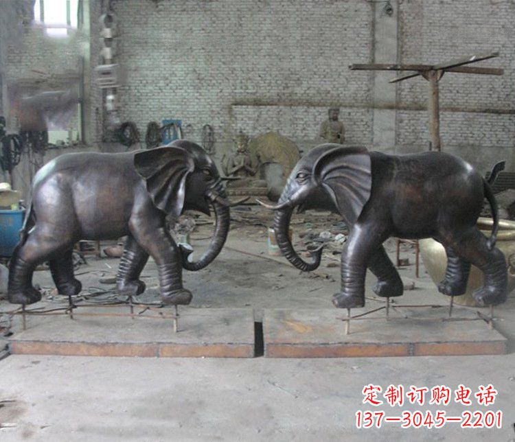 甘肃铜雕园林动物大象雕塑 (2)