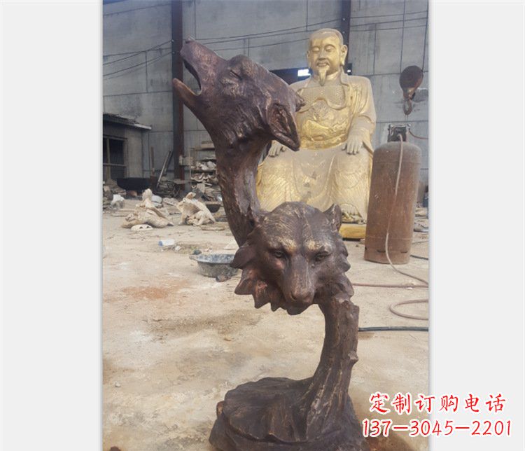 甘肃铜雕园林金钱豹动物雕塑