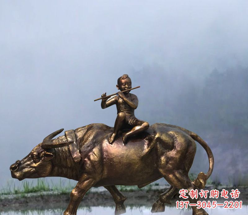 甘肃铜雕园林牧童骑牛