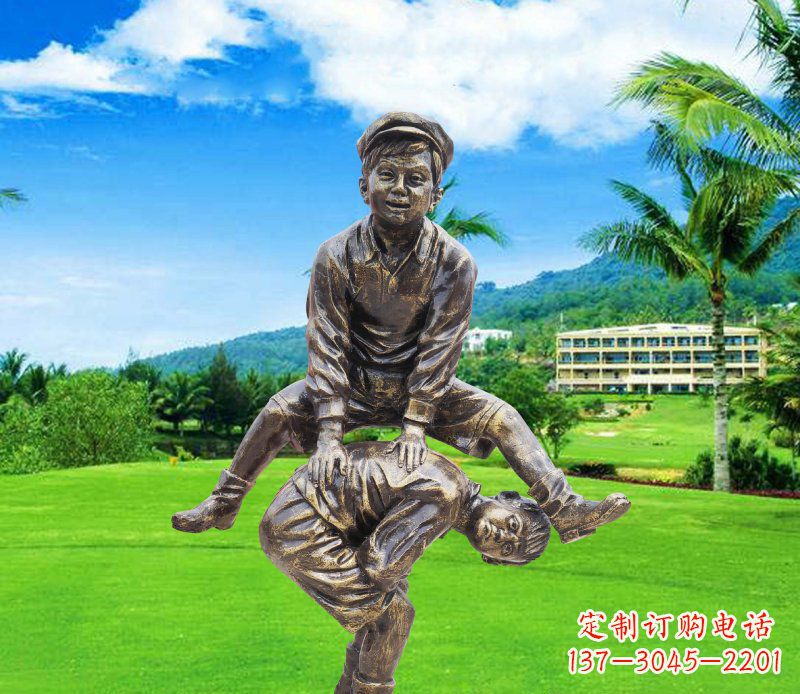 甘肃铜雕园林玩游戏儿童雕塑