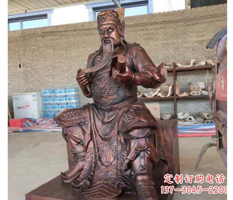 甘肃铜雕镇宅关公寺庙神像雕塑摆件 (3)