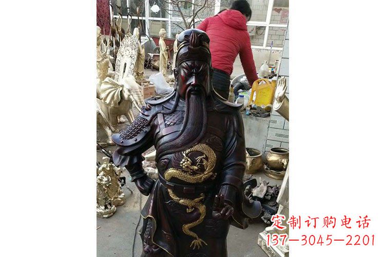 甘肃铜雕镇宅关公寺庙神像雕塑摆件 (4)