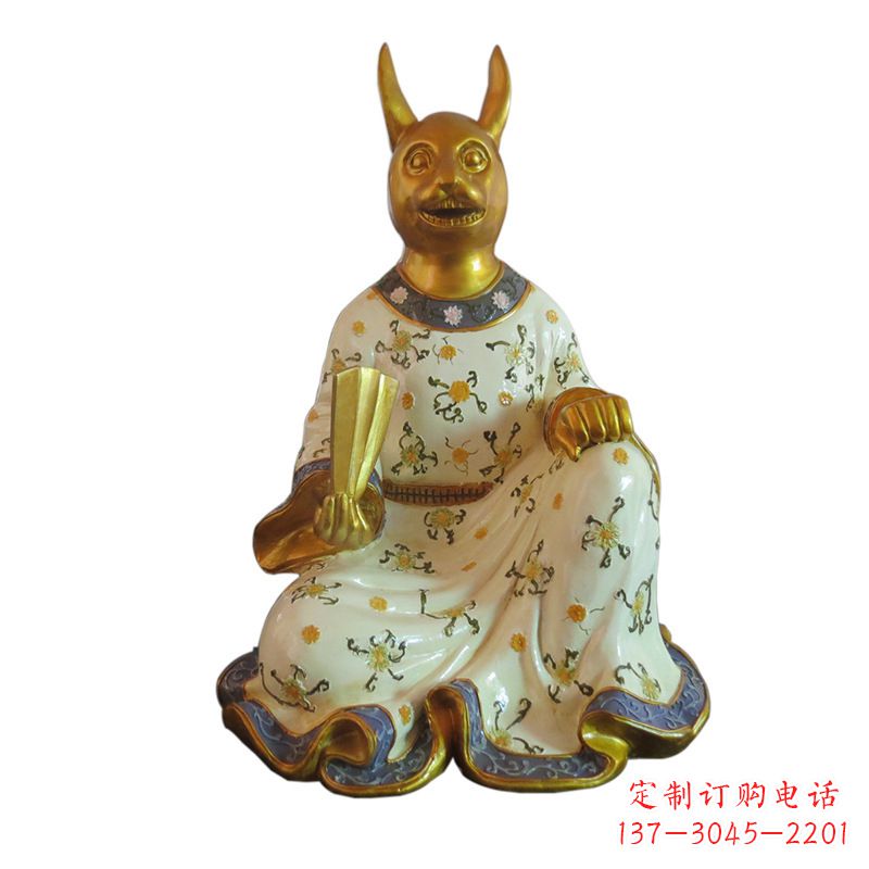甘肃兔-玻璃钢彩绘生肖雕塑