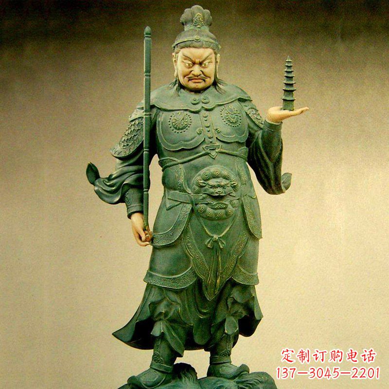 甘肃托塔天王彩绘雕塑