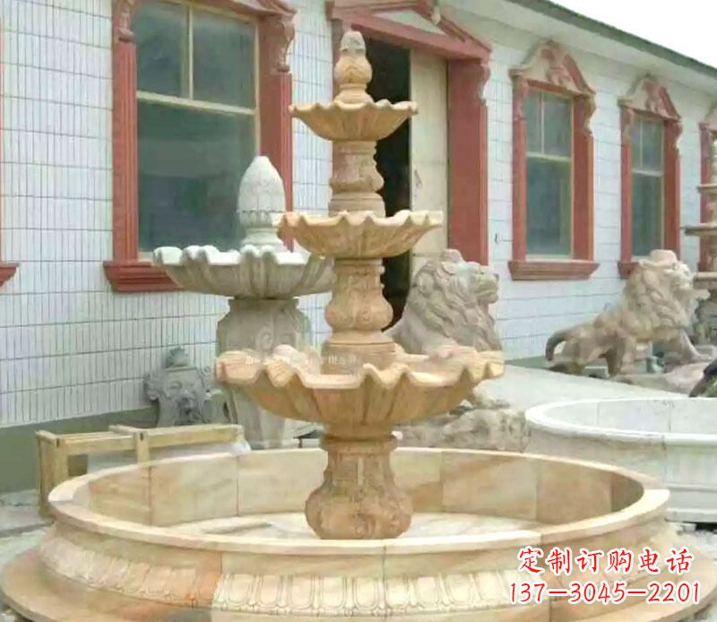 甘肃晚霞红大型喷泉石雕 (3)