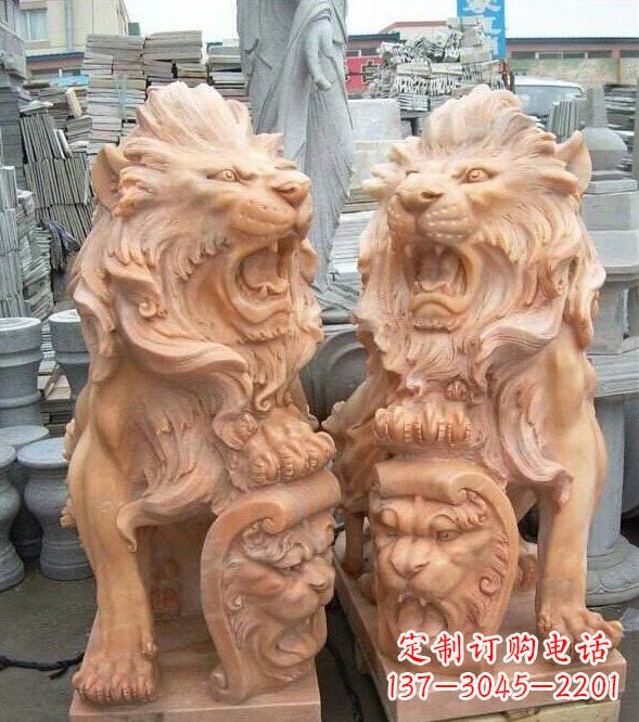 甘肃晚霞红盾牌欧式狮子