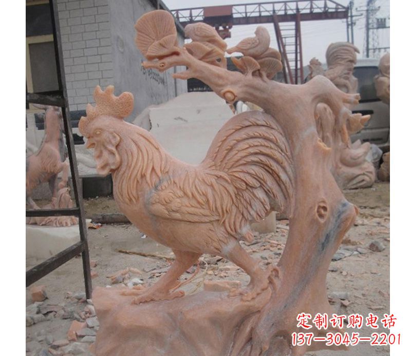 甘肃晚霞红公鸡雕塑