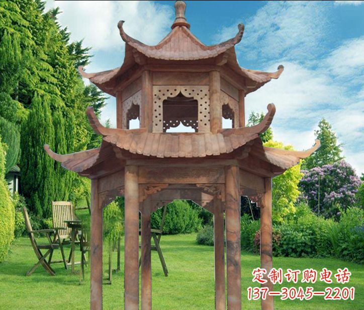 甘肃晚霞红公园建筑凉亭