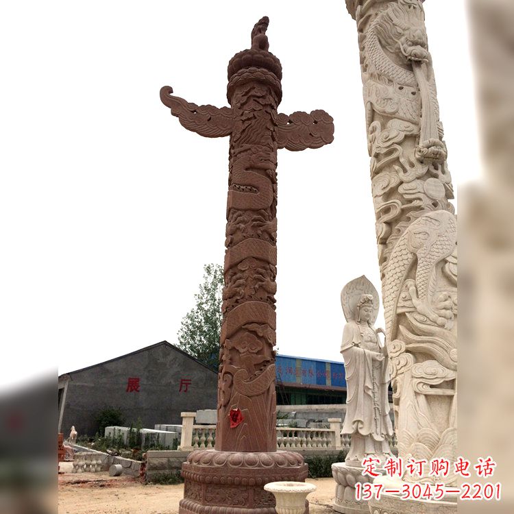 甘肃晚霞红华表石柱