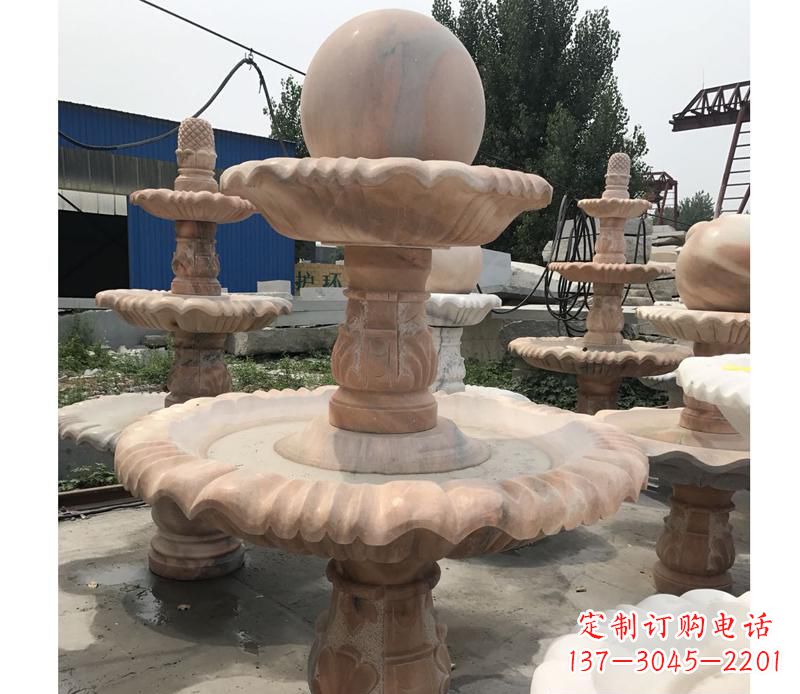 甘肃晚霞红景观风水球雕塑