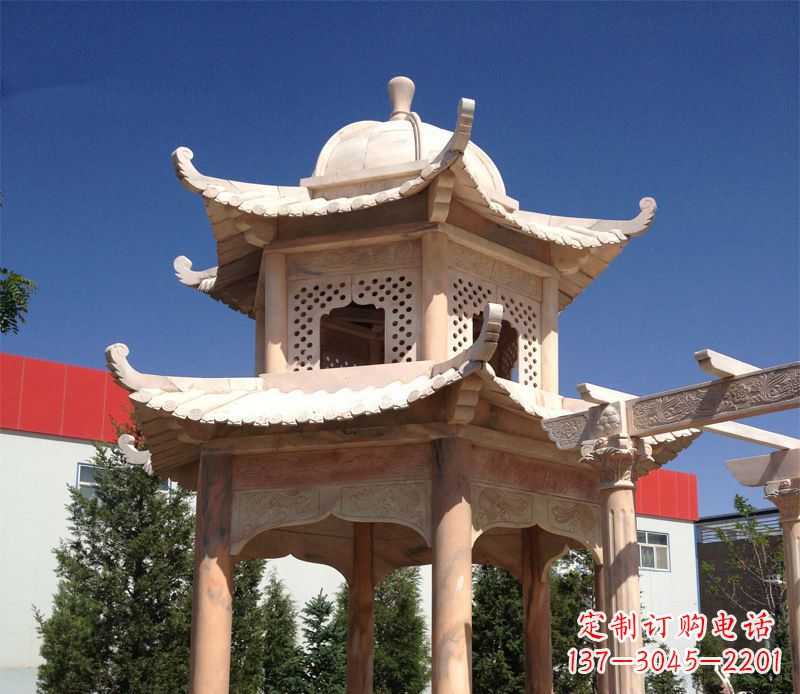 甘肃晚霞红景观凉亭雕塑
