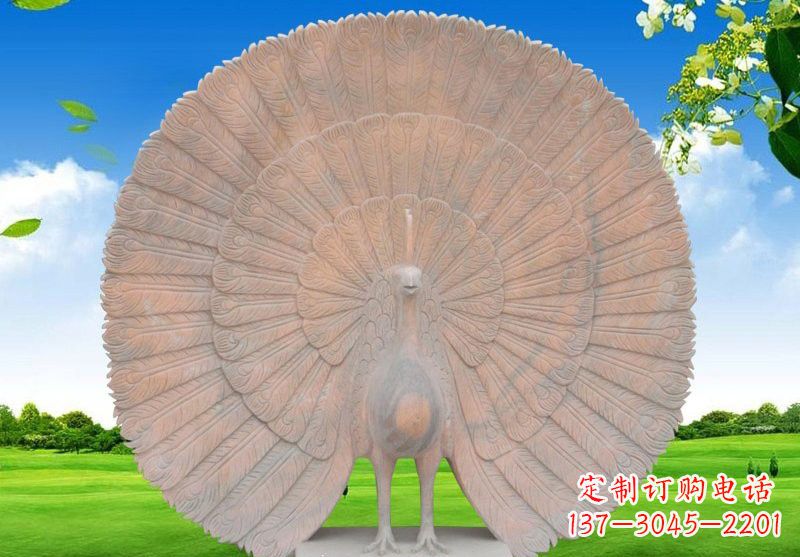 甘肃晚霞红开屏孔雀雕塑