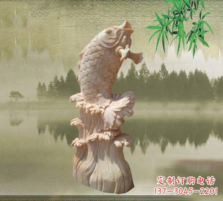 甘肃晚霞红鲤鱼石雕