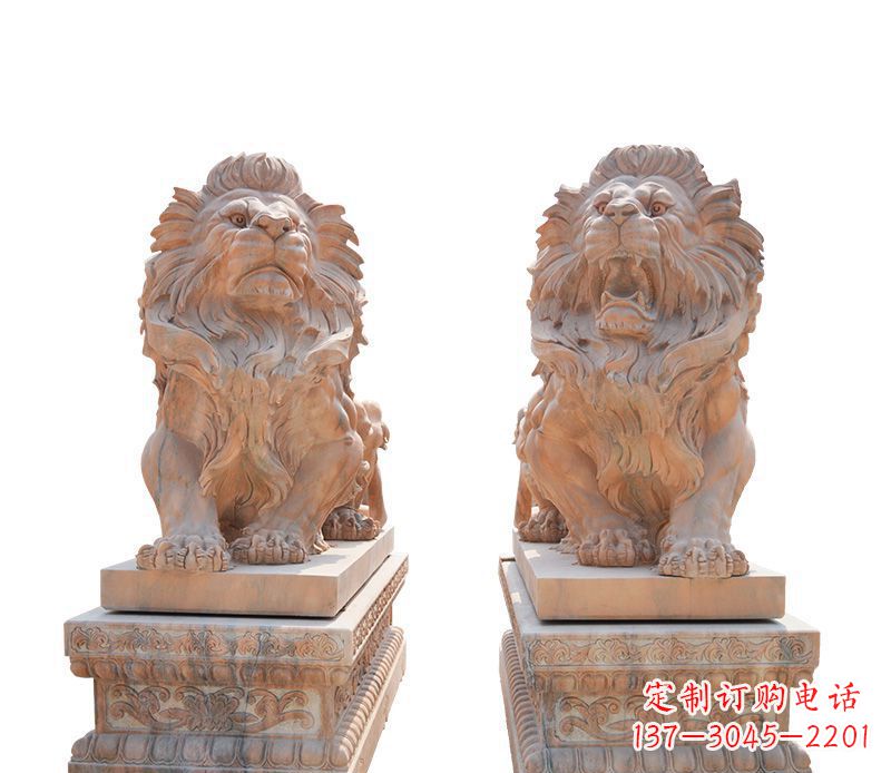甘肃晚霞红欧式狮子雕塑