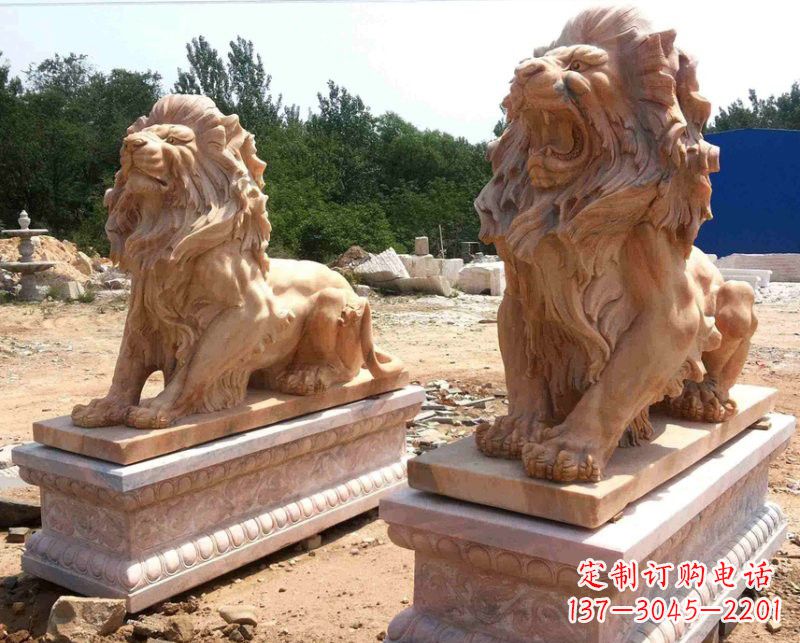 甘肃晚霞红欧式狮子雕塑222