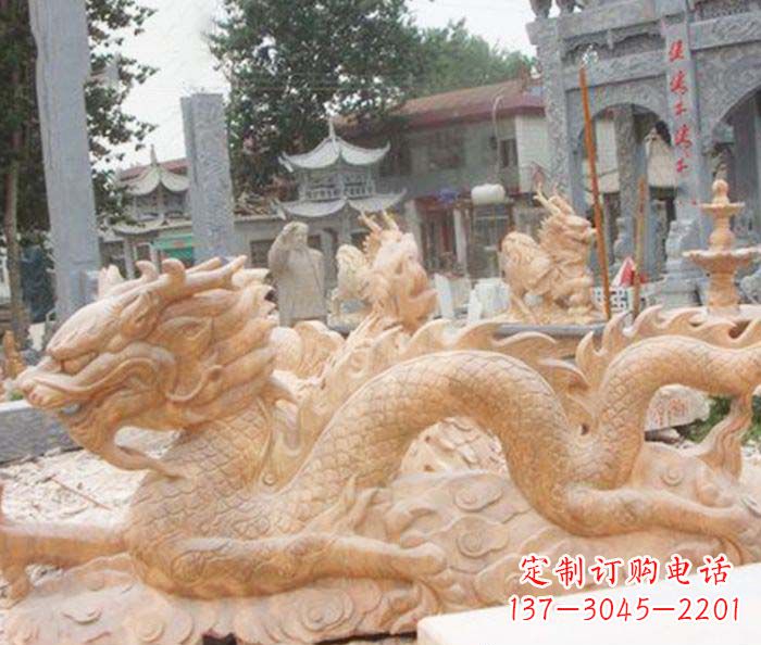 甘肃晚霞红生肖龙石雕