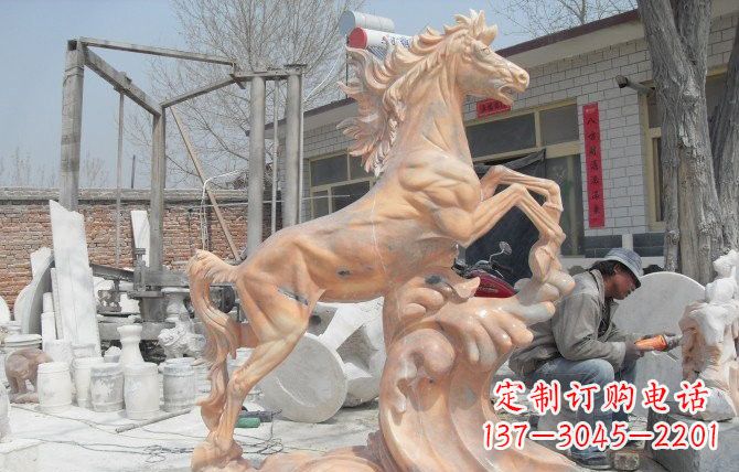 甘肃晚霞红踏浪奔马石雕222