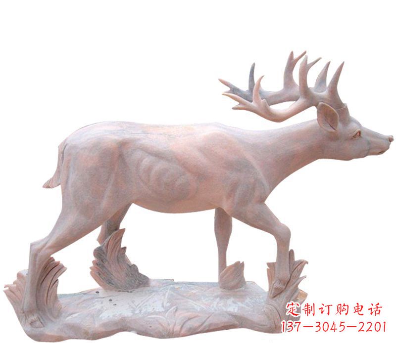 甘肃晚霞红小鹿石雕