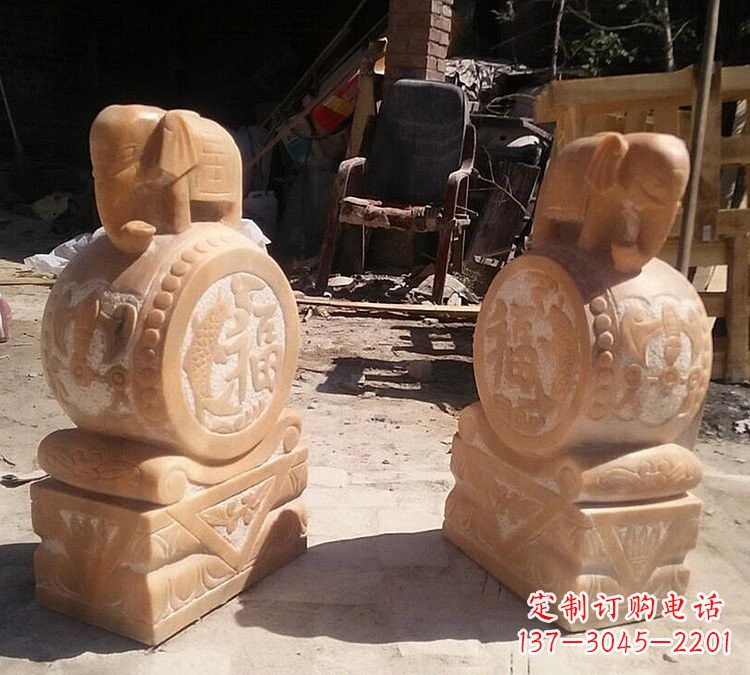甘肃晚霞红小象门墩