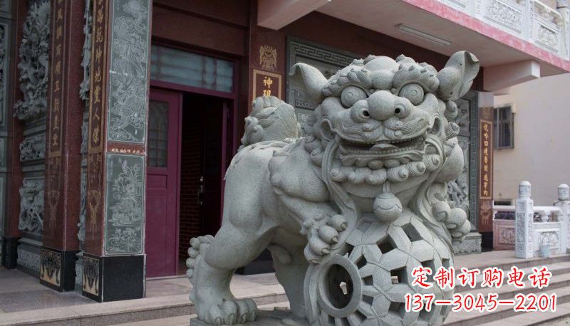 甘肃网球狮石雕南方狮子雕塑