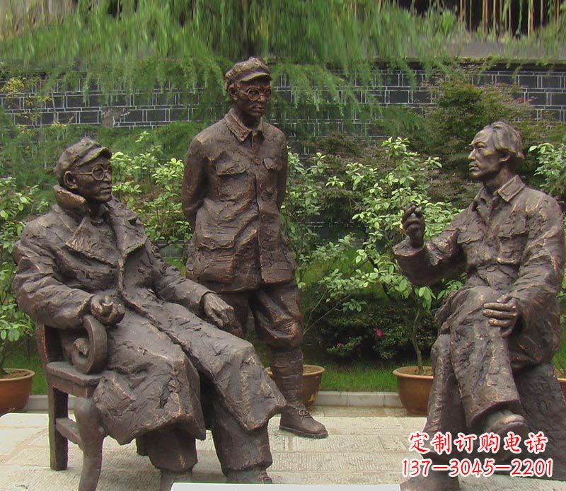 甘肃伟人毛泽东刘伯承铜雕 