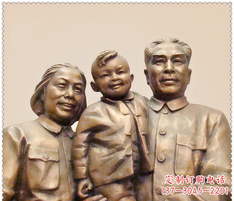 甘肃伟人周恩来一家铜雕