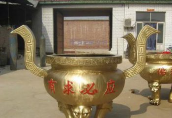 甘肃三足香炉铜雕，装点你的寺庙