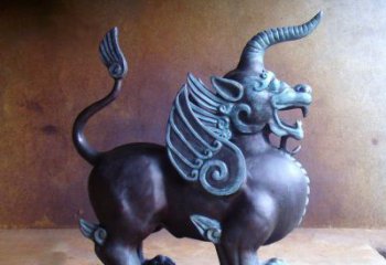 甘肃传承中国神兽文化的独角兽铜雕塑