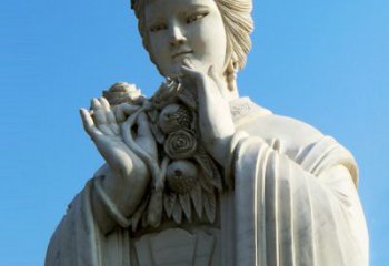甘肃石榴之美——十二花神之五月石榴李氏汉白玉古代美女雕像