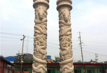 甘肃石雕华表盘龙柱，雕塑工艺的精美展示