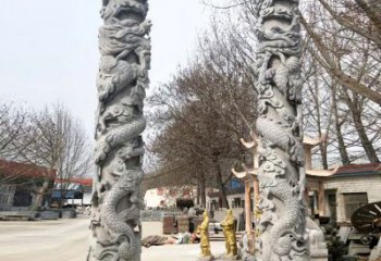 甘肃中领雕塑传统工艺制作精美石雕盘龙柱